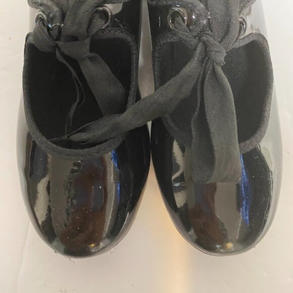 ABT Spotlights American Ballet Theatre Black Patent Tap Shoes Girls Size 10.5 - Picture 9 of 10